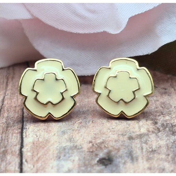 Lot of 2 Dainty Earrings MONET Cream Stud Flowers & Oman Drop Pearl & Rhinestone - Picture 5 of 10